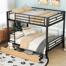 Load image into Gallery viewer, Full Size Convertible Bunk Bed With 2 Drawers Durable - Black
