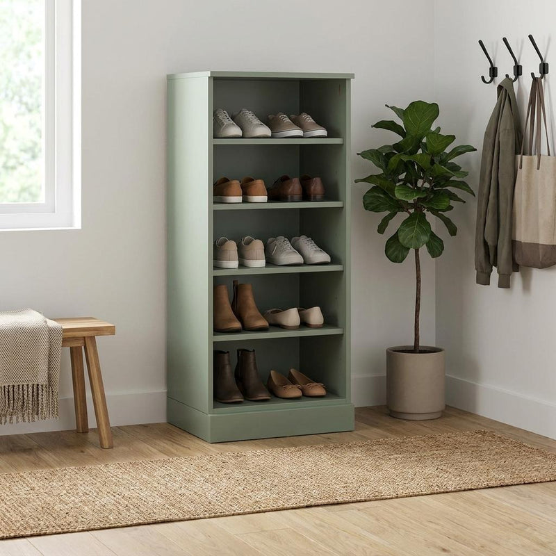 Ten Pair Solid Woodshoe Storage Cabinet (752049) - Sage