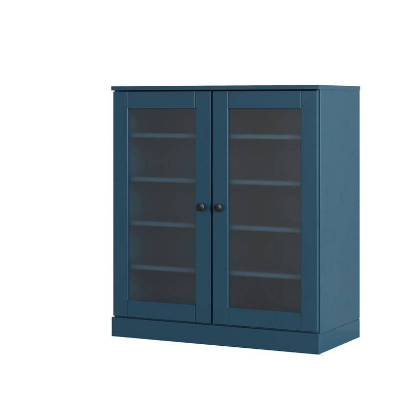 Twenty Pair Solid Woodshoe Storage Cabinet (752377) - Teal Blue