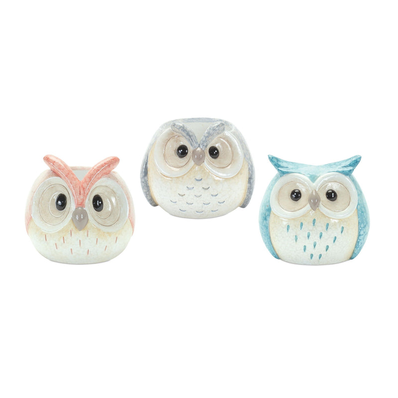 Owl Figurine (Set of 3) - Blue / Gray