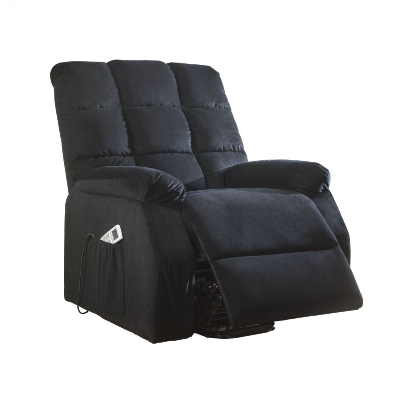Velvet Heated Massage Lift Assist Power Recliner - Black