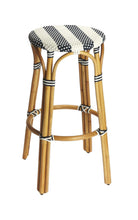 Load image into Gallery viewer, Natural Rattan Backless Bar Height Bar Chair - Blue / White
