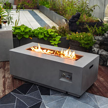 Load image into Gallery viewer, 42&quot; Propane Gas Fire Pit Table, 50000 Btu Rectangular Steel Fire Pit With Glass Wind Guard For Outside Patio Deck Garden Courtyard - Gray
