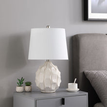 Load image into Gallery viewer, Ceramic Faceted Table Lamp With Off-White Drum Shade - Cream
