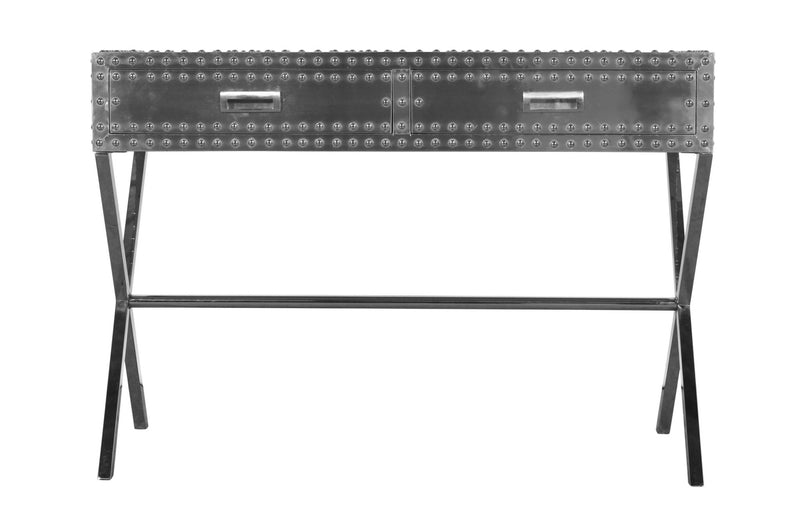Aluminum Cross Leg Console Table With Storage - Silver