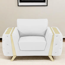 Load image into Gallery viewer, Genuine Leather Club Chair - White And Gold
