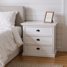 Load image into Gallery viewer, Classic Large Three Drawer Nightstand - White
