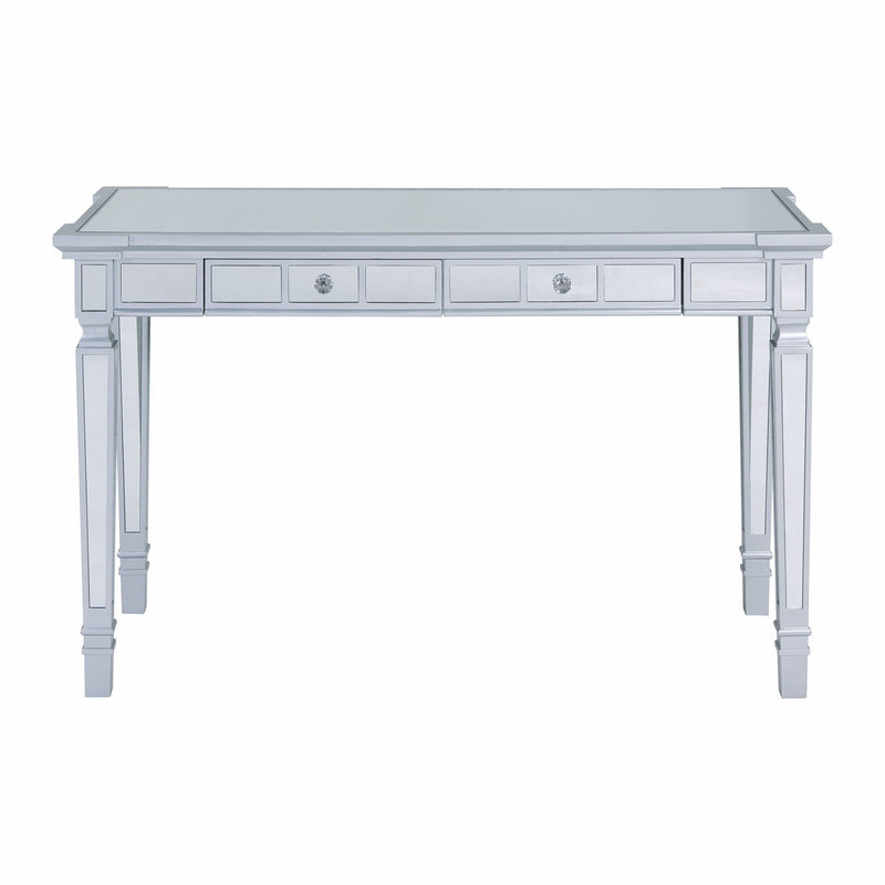 Mirrored Writing Desk With Two Drawers - Silver