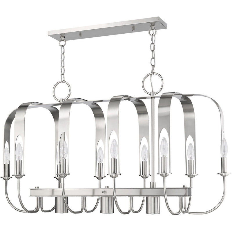 Multi Light Metal Dimmable Chandelier With Shades - Nickel