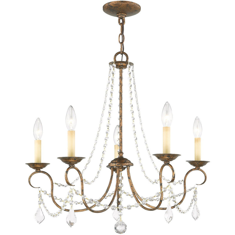 23" Five Light Dimmable Chandelier With Shades - Bronze