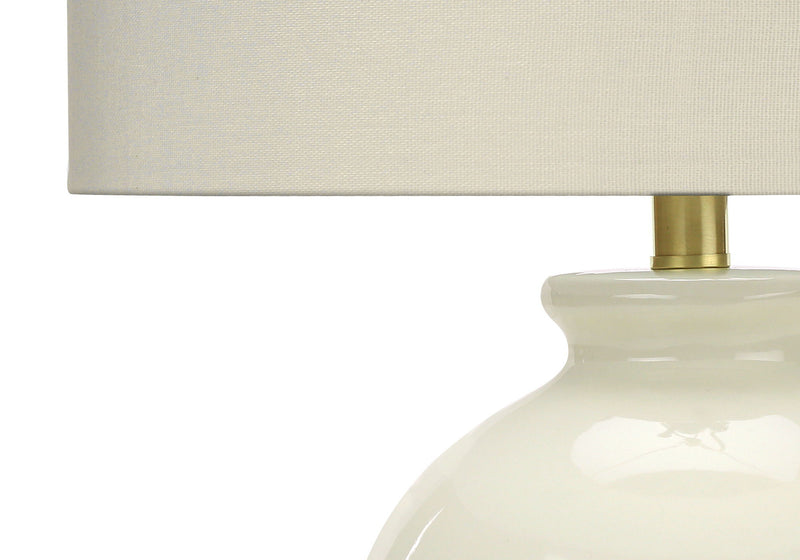 Ceramic Urn Table Lamp With Cream Drum Shade - Gold And Ivory