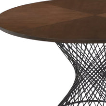 Load image into Gallery viewer, 54" Rounded Solid Manufactured Wood And Iron Pedestal Base Dining Table - Brown / Black
