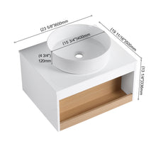 Load image into Gallery viewer, Floating Bathroom Vanity With Glossy Round Vessel Sink
