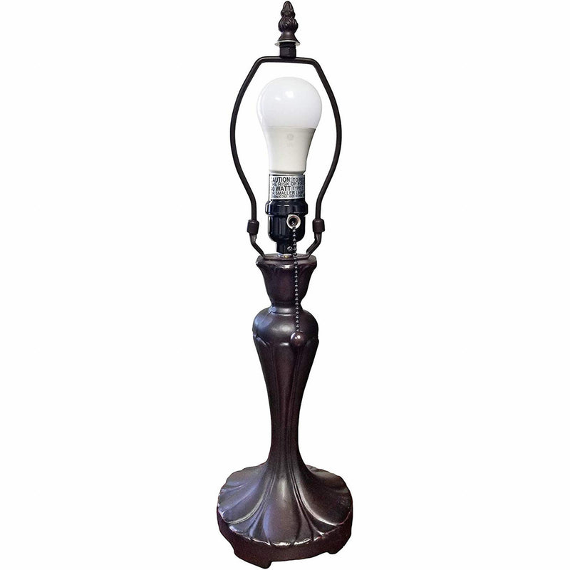 Metal Candlestick Table Lamp With White Dome Shade - Dark Brown