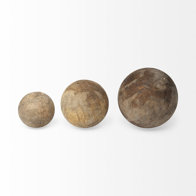 Wooden Spheres (Set of 3) - Brown
