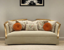 Load image into Gallery viewer, Velvet Curved Sofa And Toss Pillows With Natural Legs - Beige
