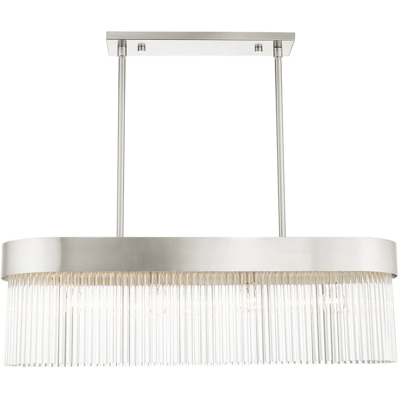 19'' Four-Light Dimmable Chandelier With Shades - Nickel