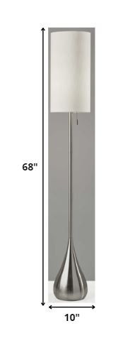 Traditional Shaped Floor Lamp With Drum Shade - Silver / White