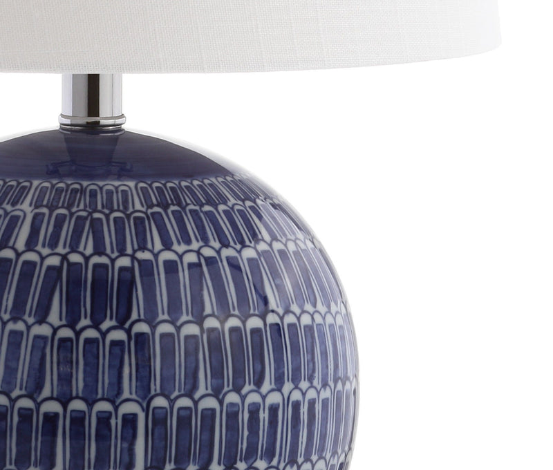 21" Novelty Table Lamp LED With Drum Shade - Navy Blue