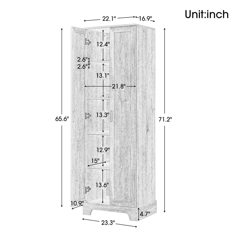 Storage Cabinet With Adjustable Shelves, 2 Doors, Rectangle Design For Bathroom