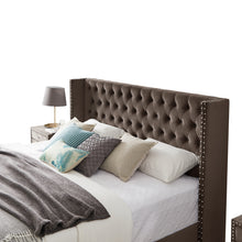 Load image into Gallery viewer, B100S King bed, Button designed Headboard,strong wooden slats + metal legs with Electroplate
