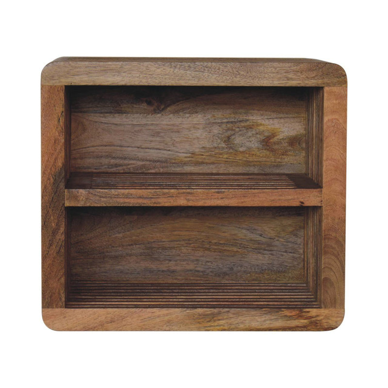 18" Solid Wood Carved Geometric Floating Nightstand - Brown