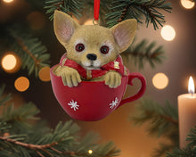 Load image into Gallery viewer, Dog Christmas Figurine - Brown / Red
