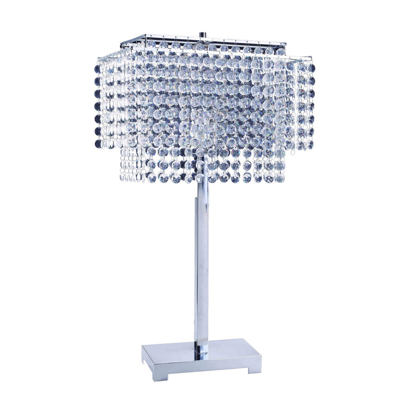 Bling Glam Faux Crystal Rectangular Table Lamp - Silver