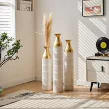 Load image into Gallery viewer, Floor Metal Vases Decorated White Metal Vases (Set of 3) Gorgeous Home Decoration Large Glazed Metal Vases - White
