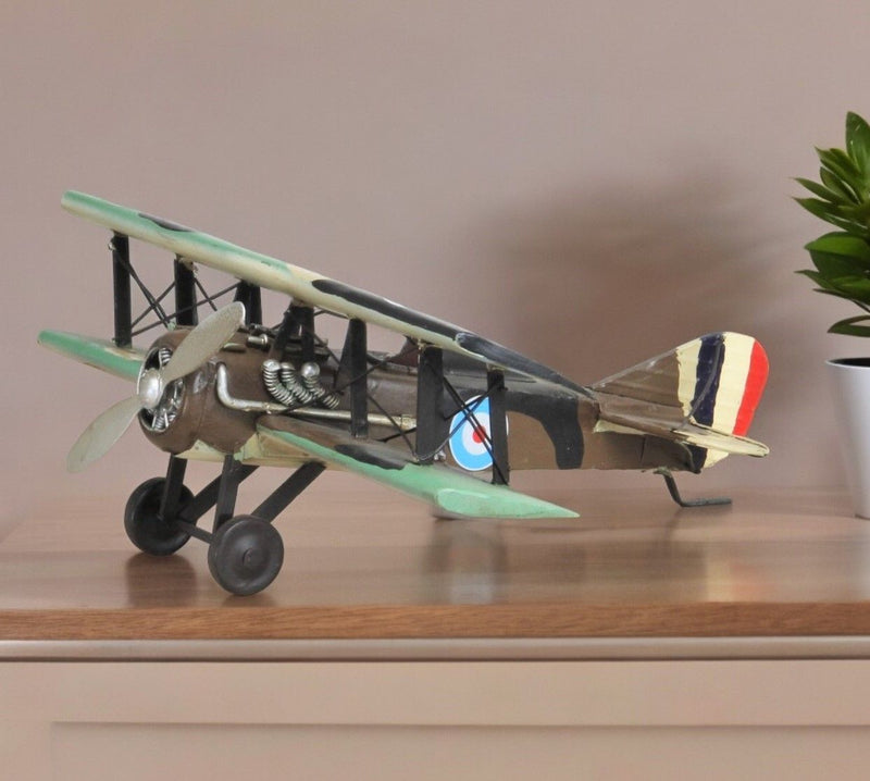 Hand Painted 1918 Aviation Military Plane Model Airplane - Green