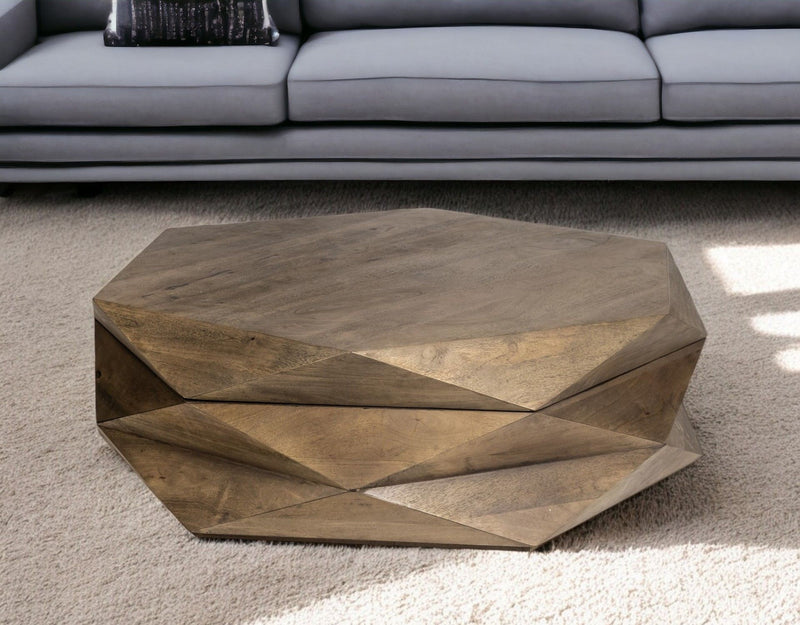 Solid And Manufactured Wood Hexagon Coffee Table - Brown