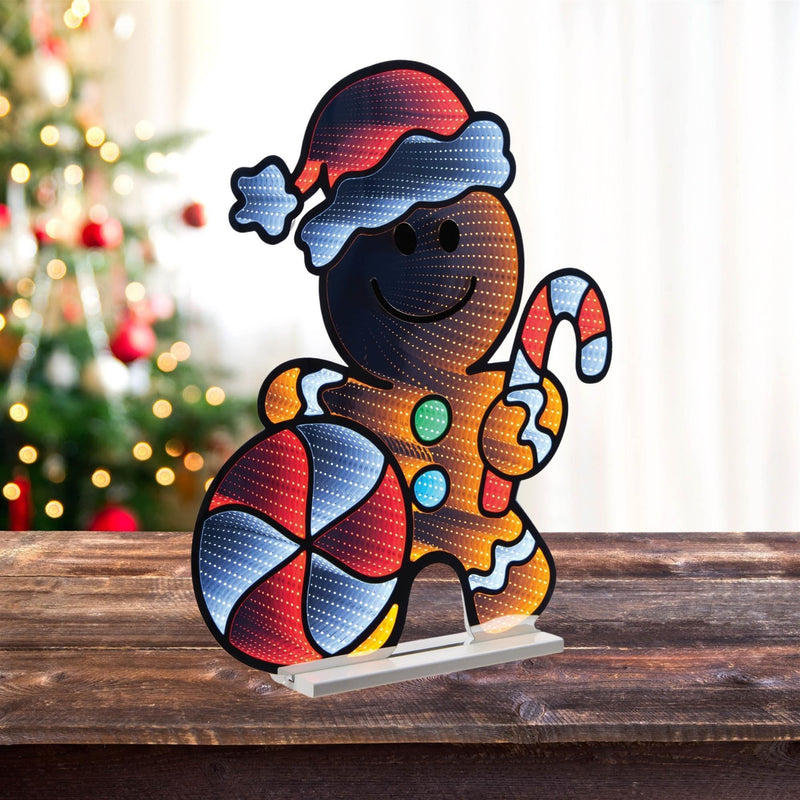 Christmas Tabletop Sign With LED - Brown / White