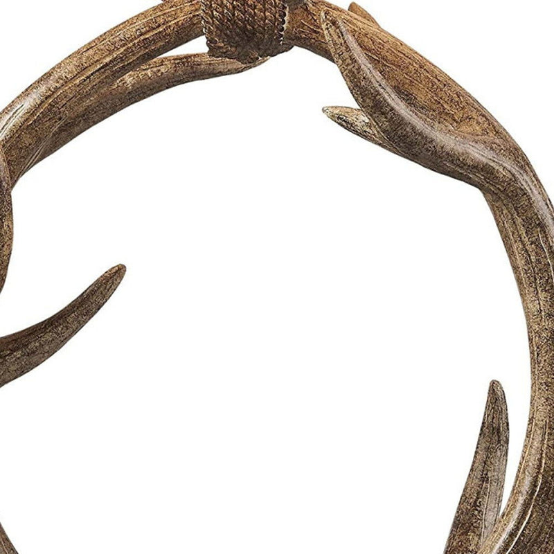 Rustic Faux Antlers Table Lamp With White Drum Shade - Brown