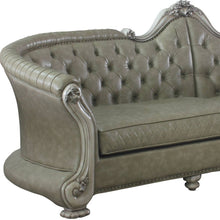 Load image into Gallery viewer, 43" Faux Leather Sofa And Toss Pillows With White Legs - Bone
