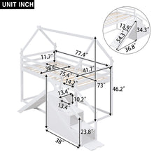 Load image into Gallery viewer, Twin Over Twin House Loft Or Bunk Bed With Slide And Staircase
