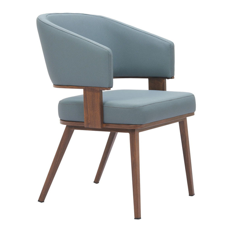 Upholstered Faux Leather Open Back Dining Arm Chairs (Set of 2) - Brown / Gray