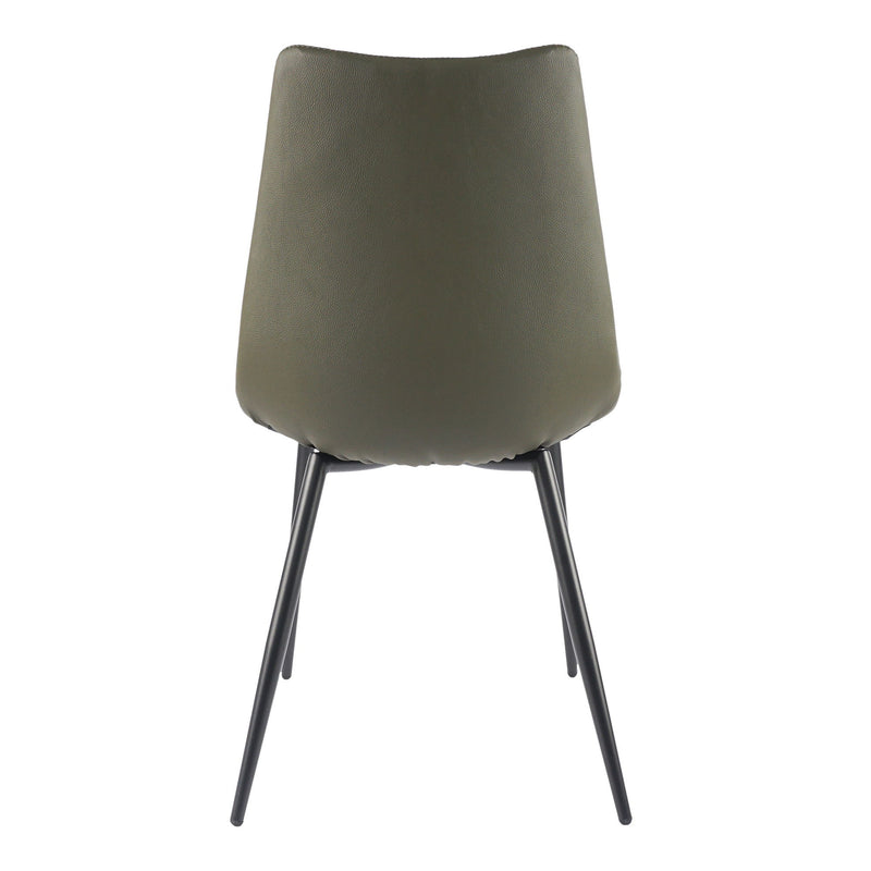 Upholstered Faux Leather Dining Side Chairs (Set of 2) - Dark Green