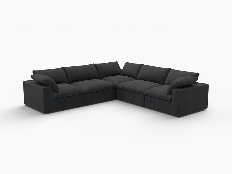 Blend Modular L Shaped Five Piece Corner Sectional - Black