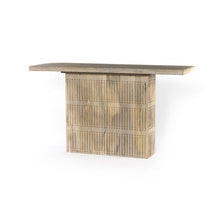 Load image into Gallery viewer, Solid Wood Distressed Pedestal Console Table - Light Brown
