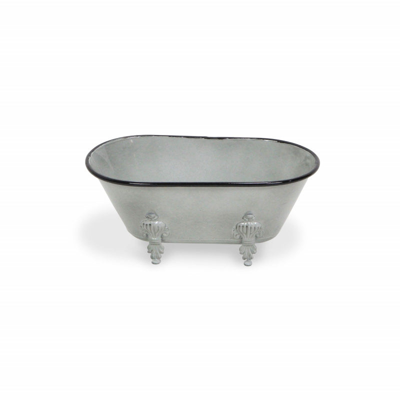 Poly Hand Painted Decorative Tub Tabletop Sculpture - Gray