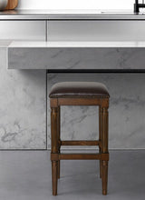 Load image into Gallery viewer, Solid Wood Backless Bar Height Bar Chair - Brown And Dark Brown
