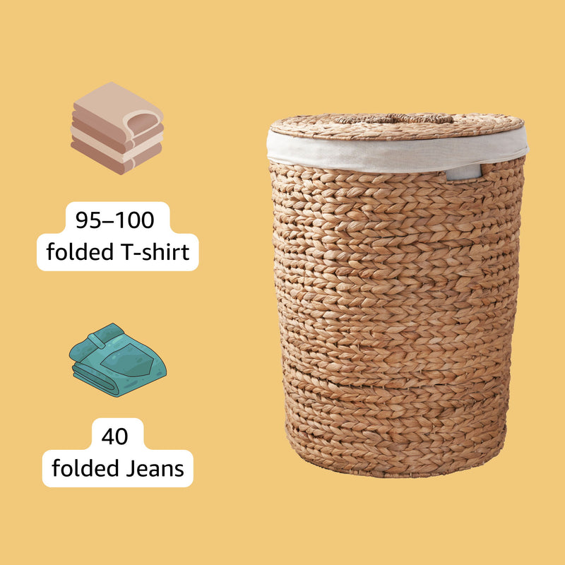 Round Laundry Hamper With Lid - Light Brown