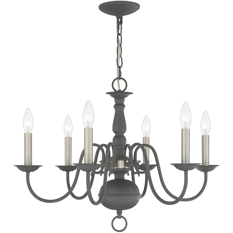 18" Six Light Dimmable Chandelier With Shades - Gray