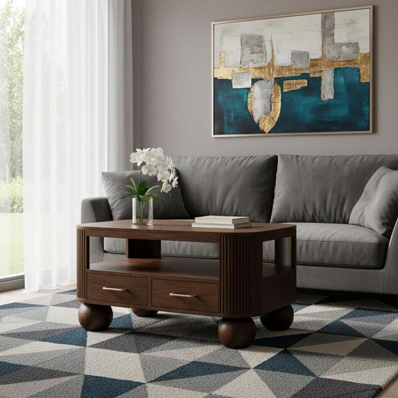 Solid Wood Solid Coffee Table With Drawer (717416) - Brown