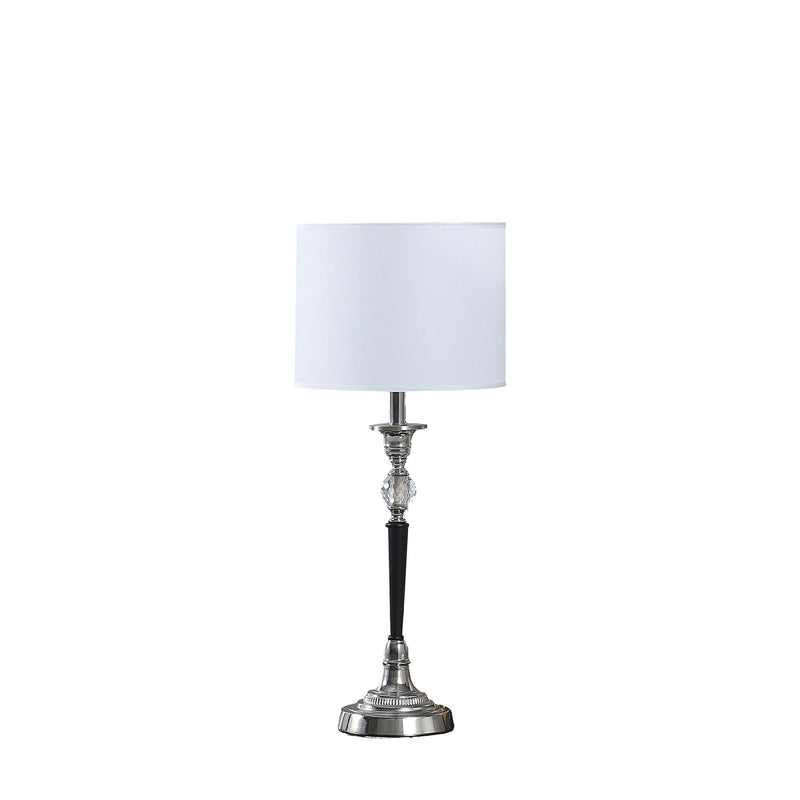 Chrome And Crystal Table Lamp With White Drum Shade - Black