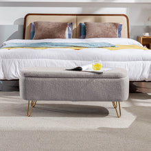 Load image into Gallery viewer, Storage Ottoman Bench For End Of Bed Legs, Modern Camel Faux Fur Entryway Bench Upholstered Padded With Storage For Living Room Bedroom
