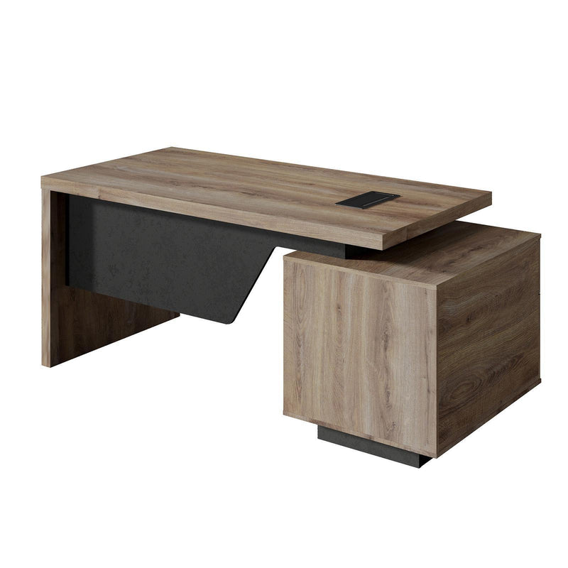 Wood Pedestal Executive Desk With Two Drawers - Walnut