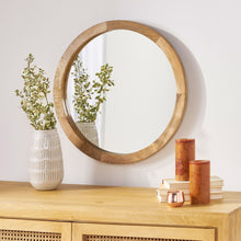 Load image into Gallery viewer, Mango Wood Round Mirror With Glass Surface - Natural
