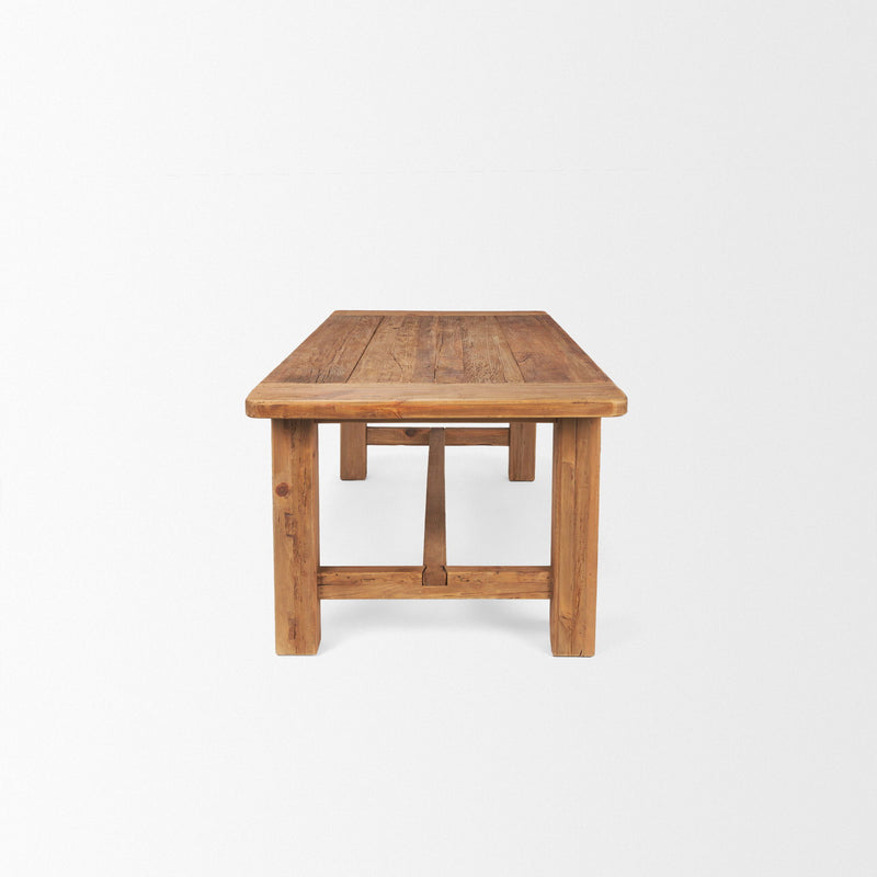 95" Reclaimed Wood Trestle Base Dining Table - Brown