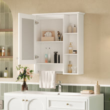 Load image into Gallery viewer, Modern 3 In 1 Bathroom Mirror Cabinet With Adjustable Shelf &amp; Towel Bar
